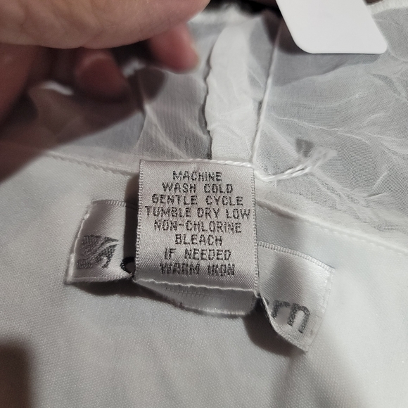 Dressbarn blouse fairy white krinkle bell ruffle sleeves lined flowy crop Y2K - Picture 5 of 5